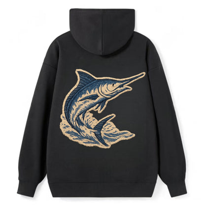 SWORDFISH MARLIN - leaping marlin in blue and silver , sport fishing - Classic Pullover Hoodie - Black