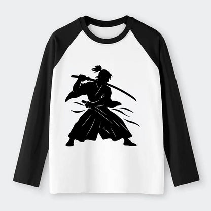 Japanese samurai sword draw - Raglan Long Sleeve T-Shirt - Black