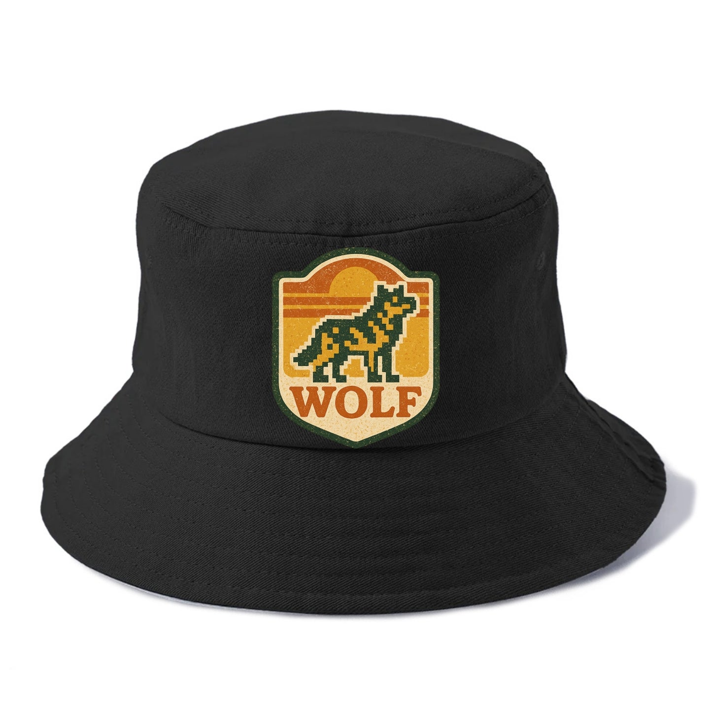Digital Pixel Wolf  - Bucket Hat - Black
