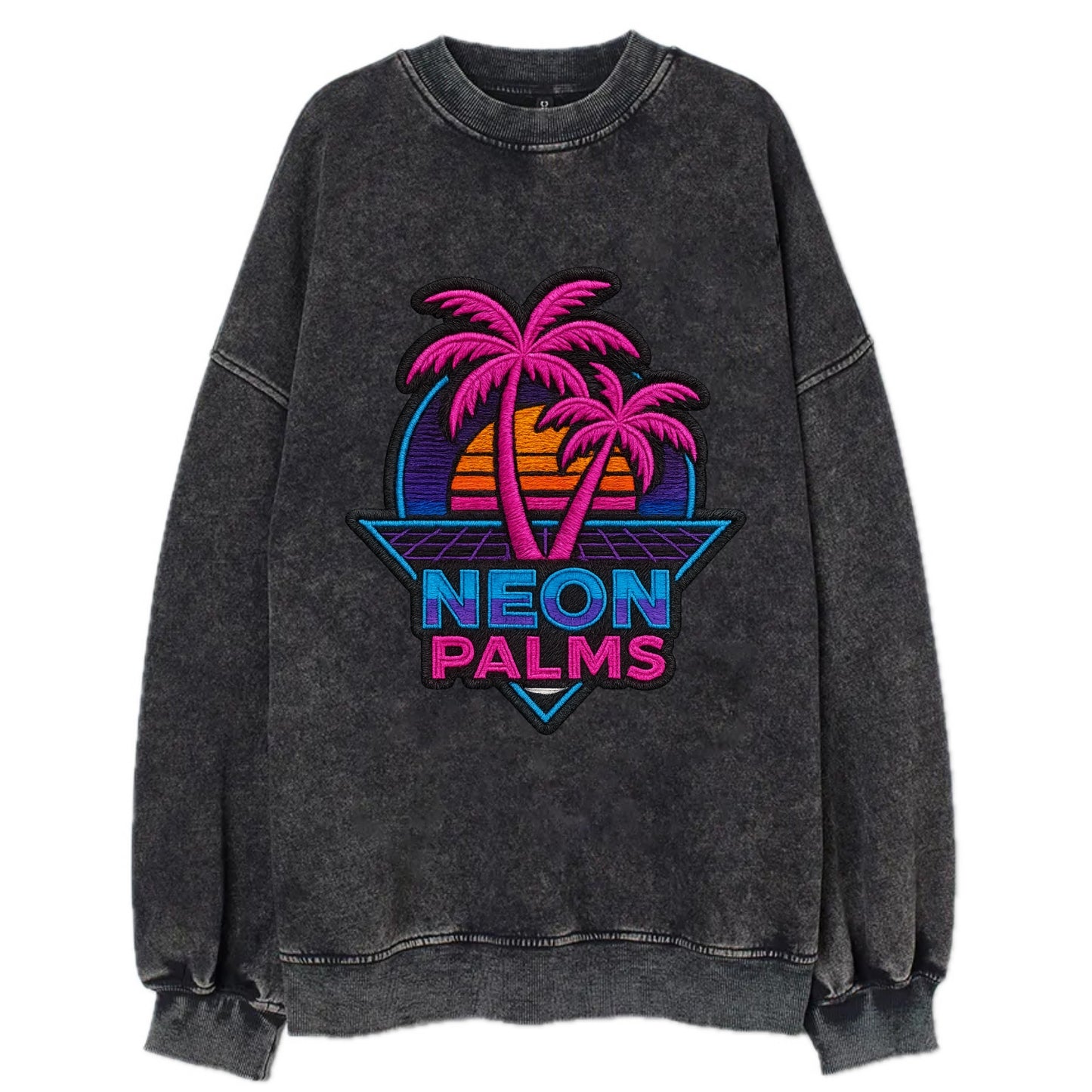 Neon Palms - Vintage Sweatshirt - Black
