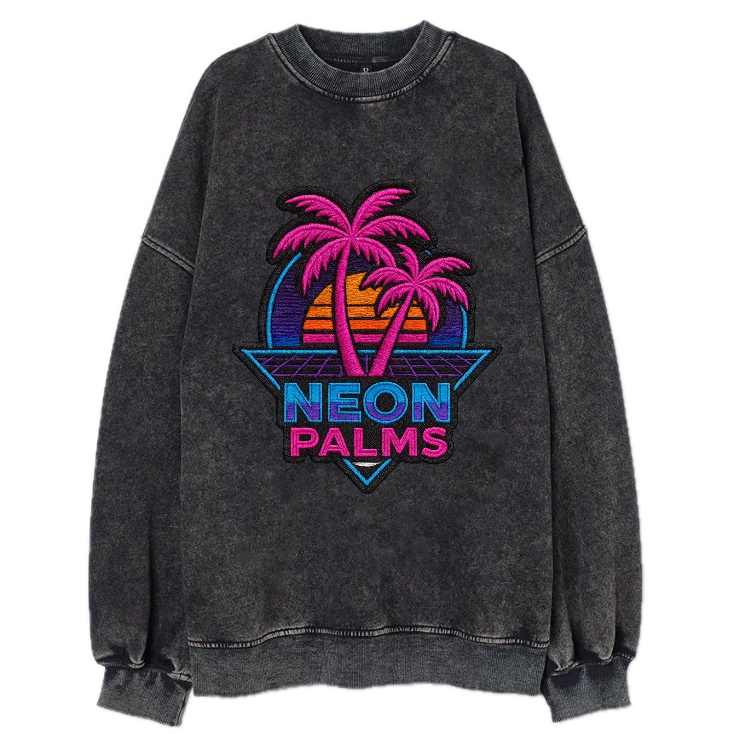Neon Palms - Vintage Sweatshirt - Black