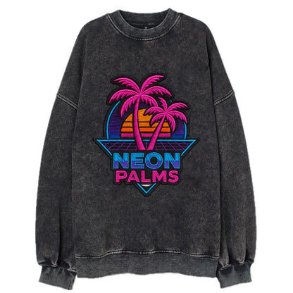 Neon Palms - Vintage Sweatshirt - Black
