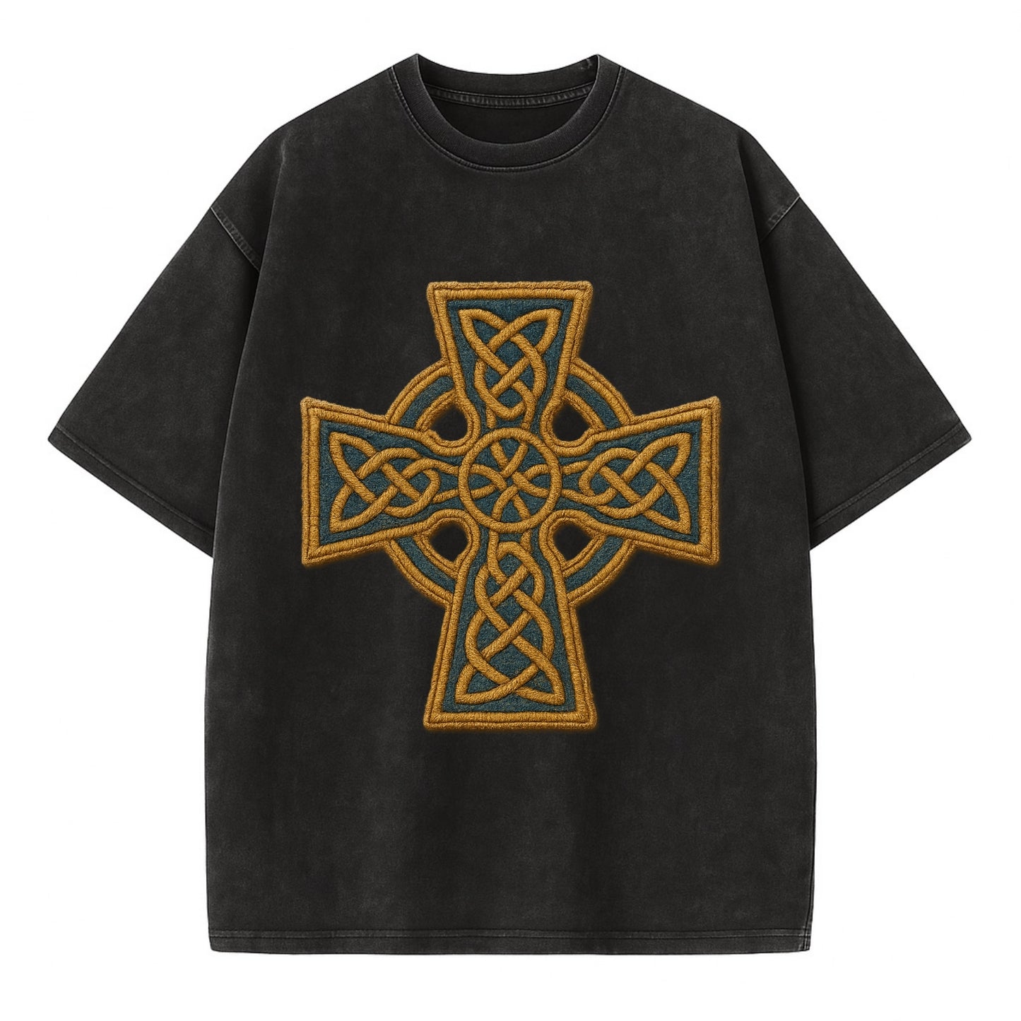 Book Of Kells Cross - Vintage T-shirt - Black