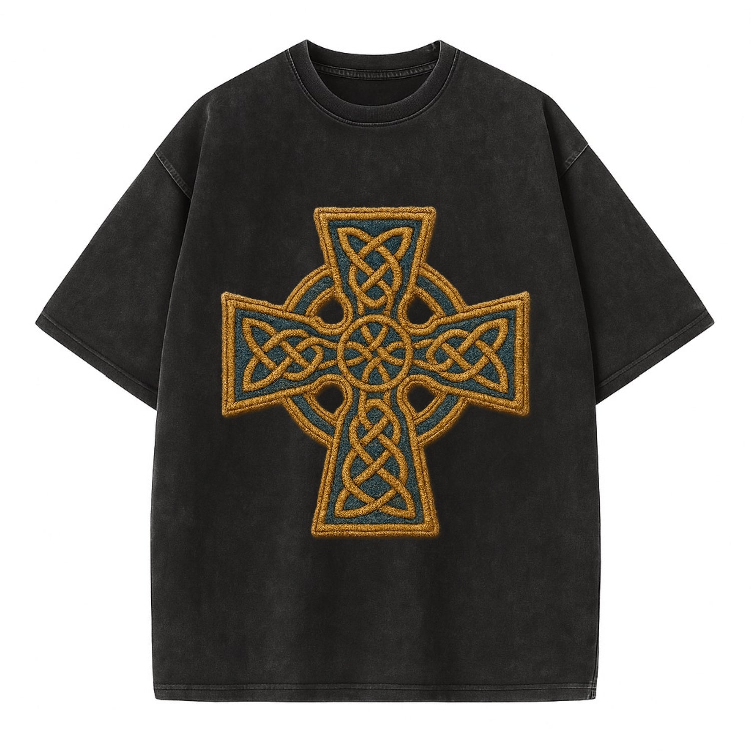 Book Of Kells Cross - Vintage T-shirt - Black