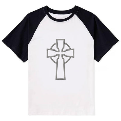 Iona Cross - Contrast Raglan T-shirt - Black