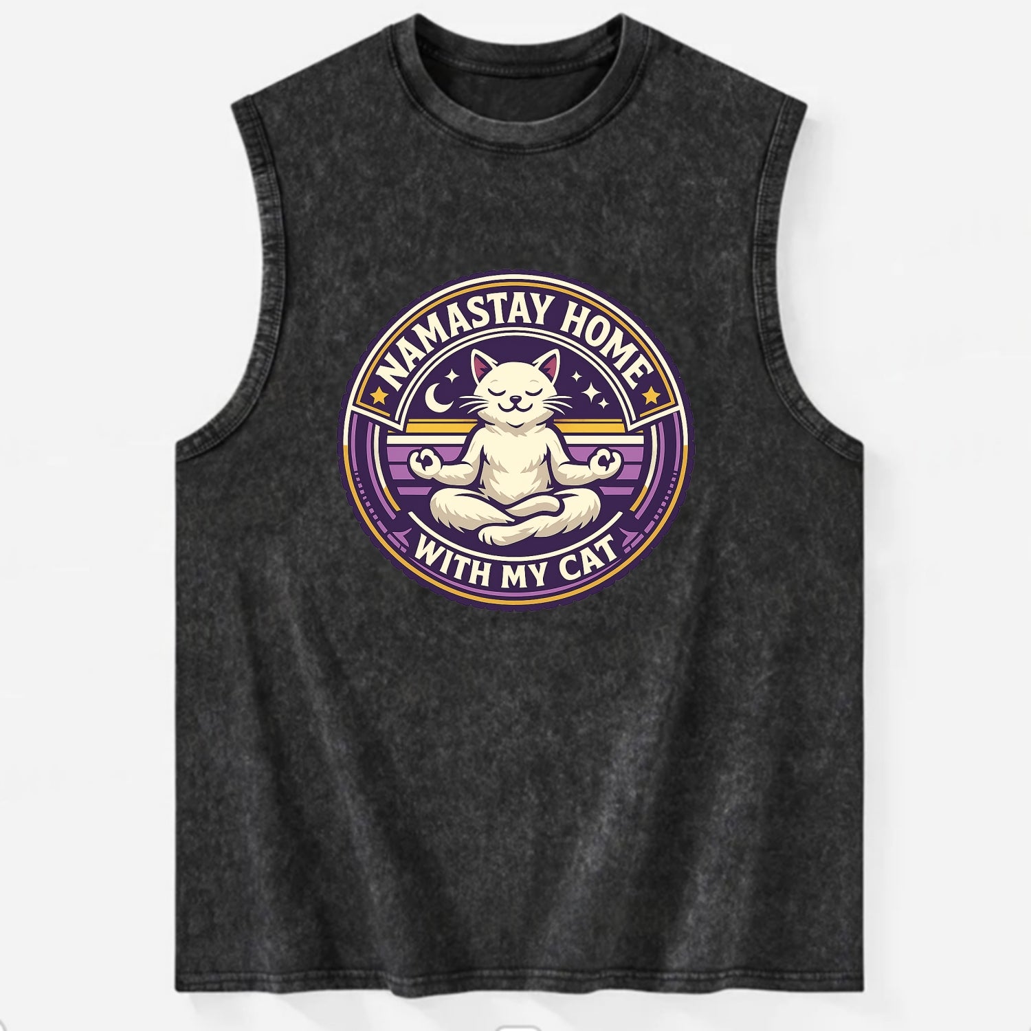 Zen Feline Retreat - Vintage Washed Tank - Black