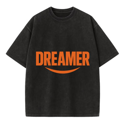 Bold typography design - "DREAMER" - imagination, seeing possibilities - Vintage T-shirt - Black
