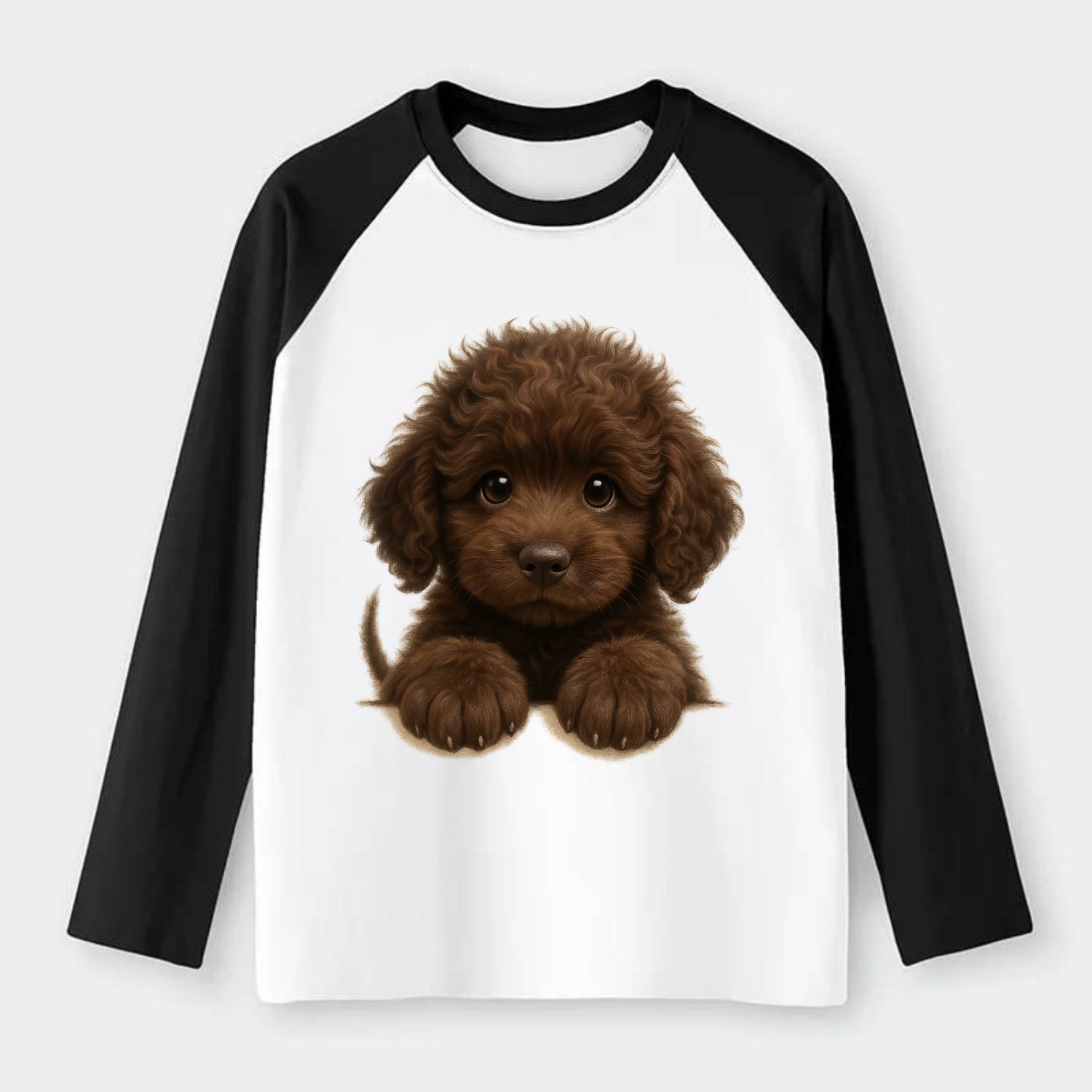 Irish Water Spaniel  - Raglan Long Sleeve T-Shirt - Black