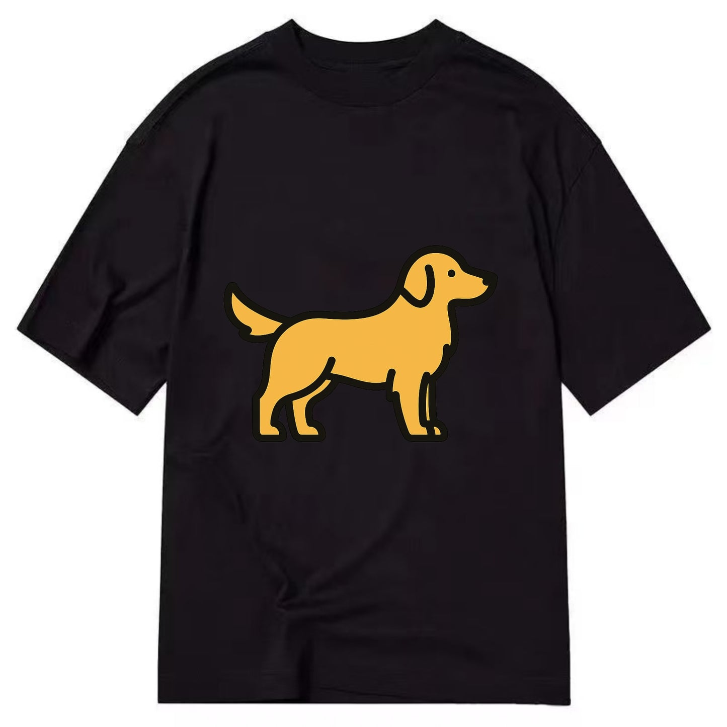 Golden Retriever - Golden colored flat side profile - Classic T-shirt - Black