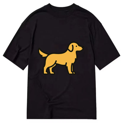 Golden Retriever - Golden colored flat side profile - Classic T-shirt - Black