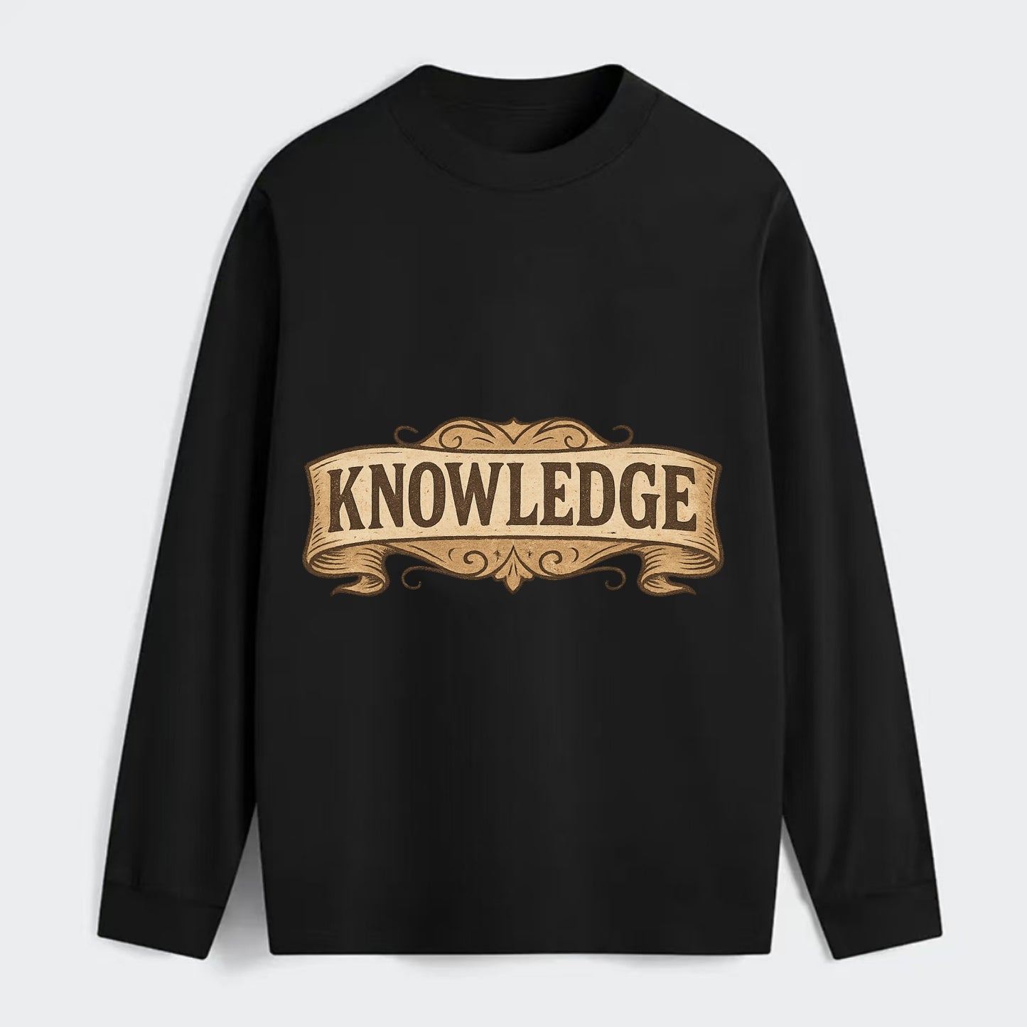 Bold typography design - "KNOWLEDGE" - learning, understanding - Classic Long Sleeve Shirt - Black
