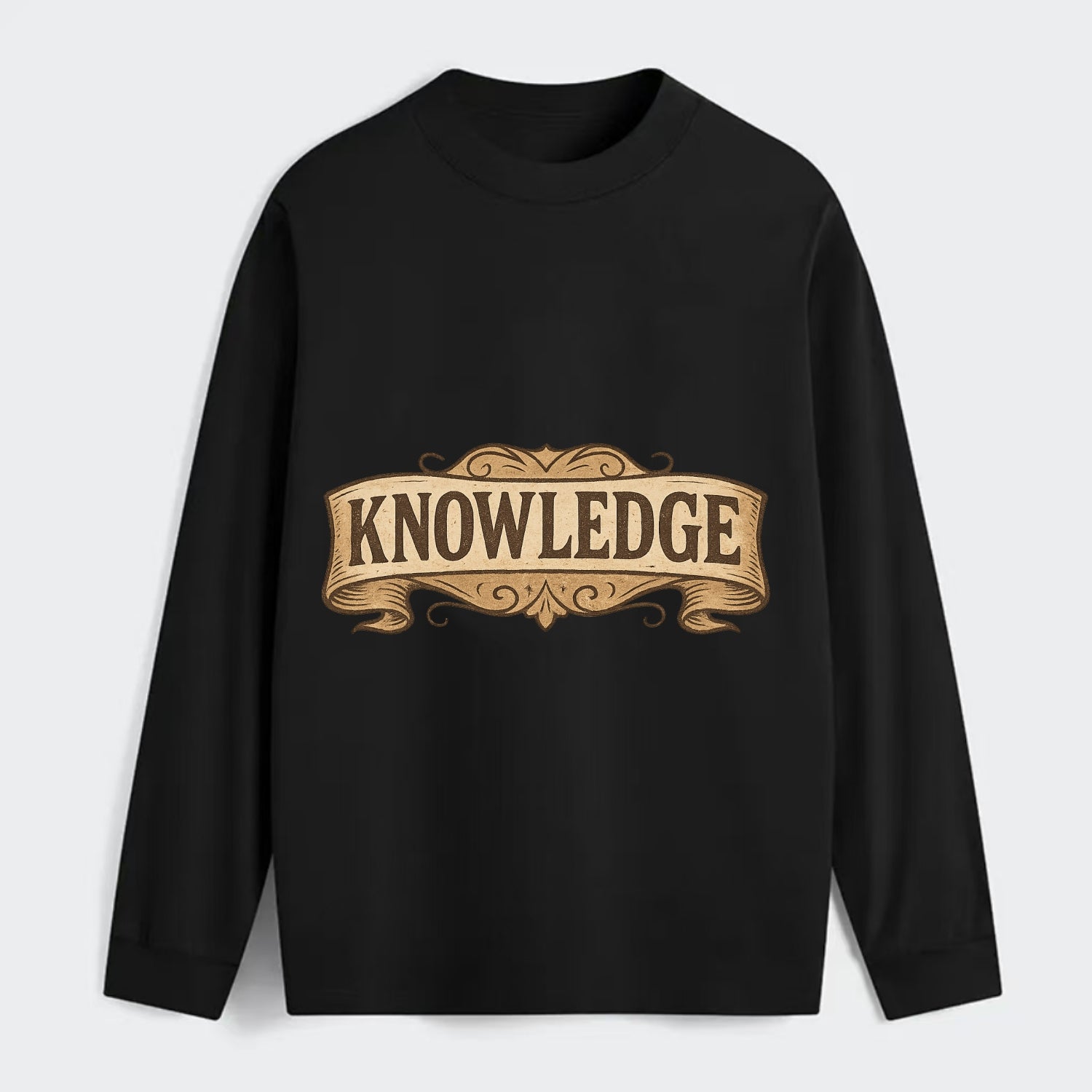 Bold typography design - "KNOWLEDGE" - learning, understanding - Classic Long Sleeve Shirt - Black