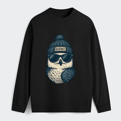 Quebec City Snowy Owl wearing Quebec bea - Classic Long Sleeve Shirt - Black
