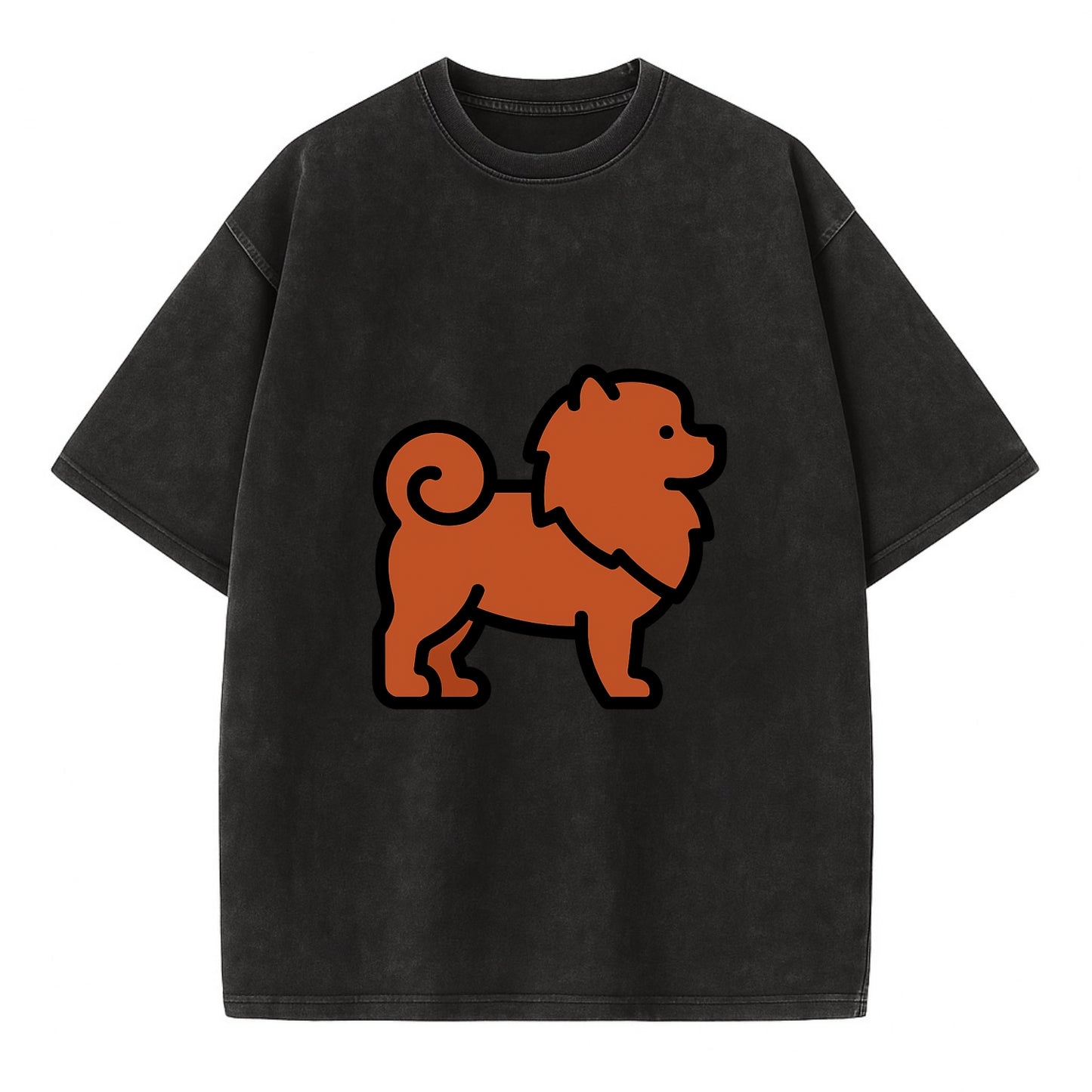 Chow Chow - Red fluffy flat side profile - Vintage T-shirt - Black