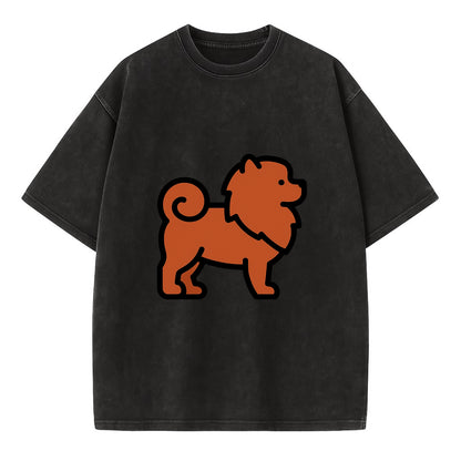 Chow Chow - Red fluffy flat side profile - Vintage T-shirt - Black
