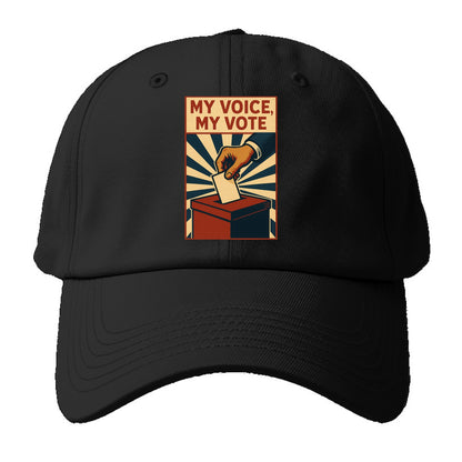 Hand dropping ballot into box with determination - "My Voice, My Vote" - Baseball Cap For Big Heads - Black