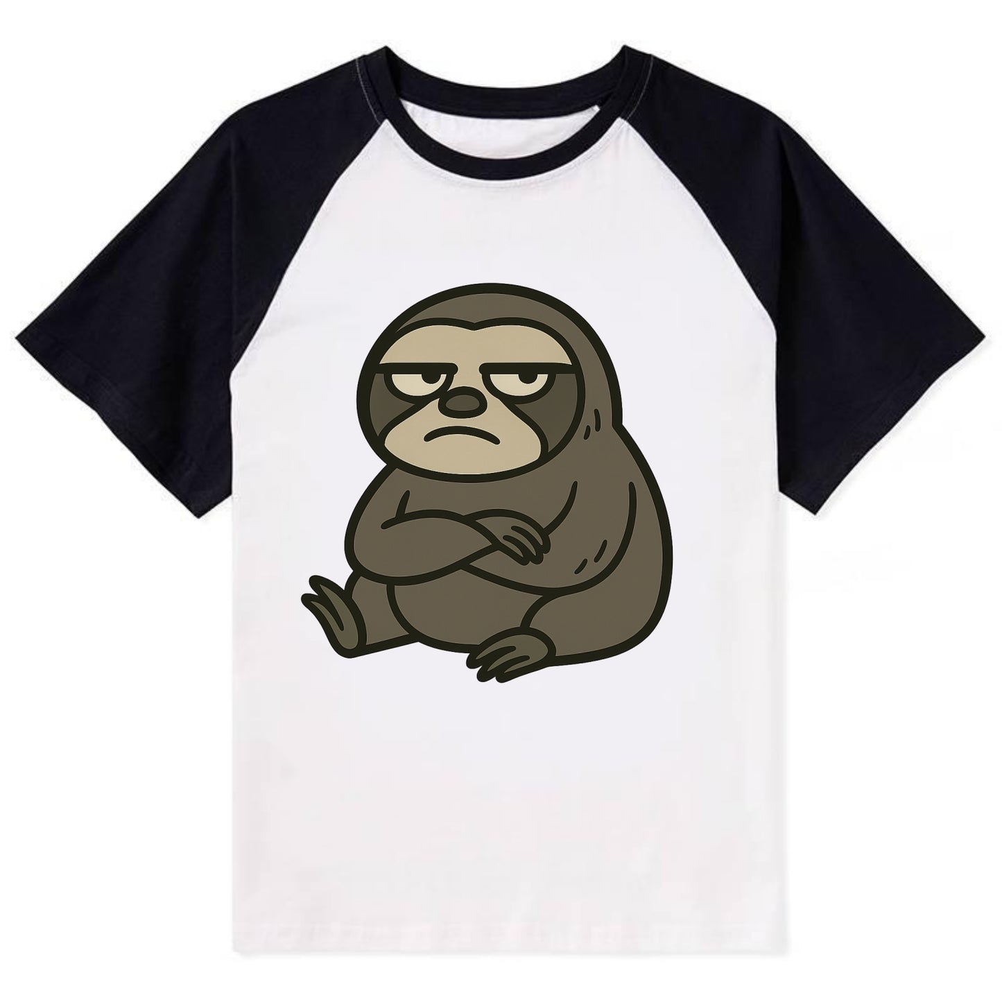 The Sloth Judging Silently - Contrast Raglan T-shirt - Black