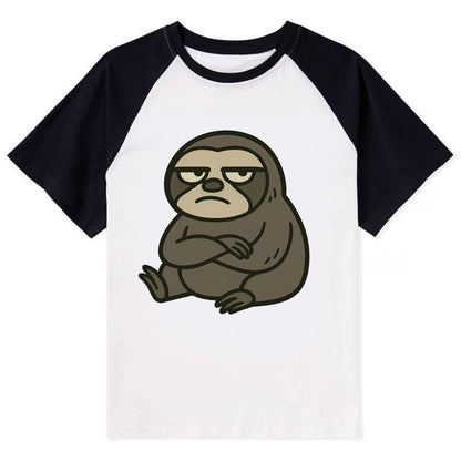 The Sloth Judging Silently - Contrast Raglan T-shirt - Black