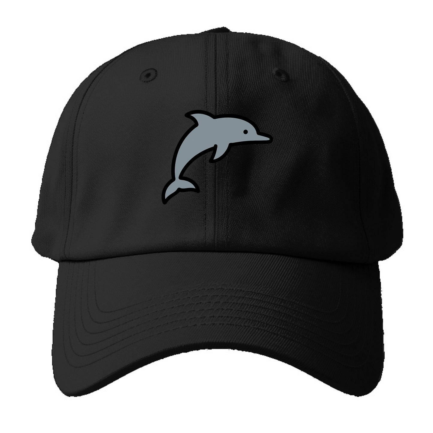 Bottlenose Dolphin - Gray jumping pose flat side profile - Baseball Cap For Big Heads - Black