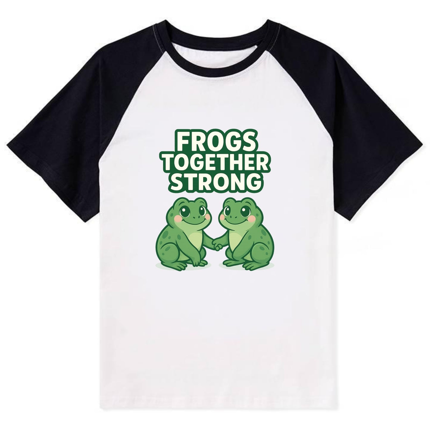 Frogs Together Strong 2 - Contrast Raglan T-shirt - Black