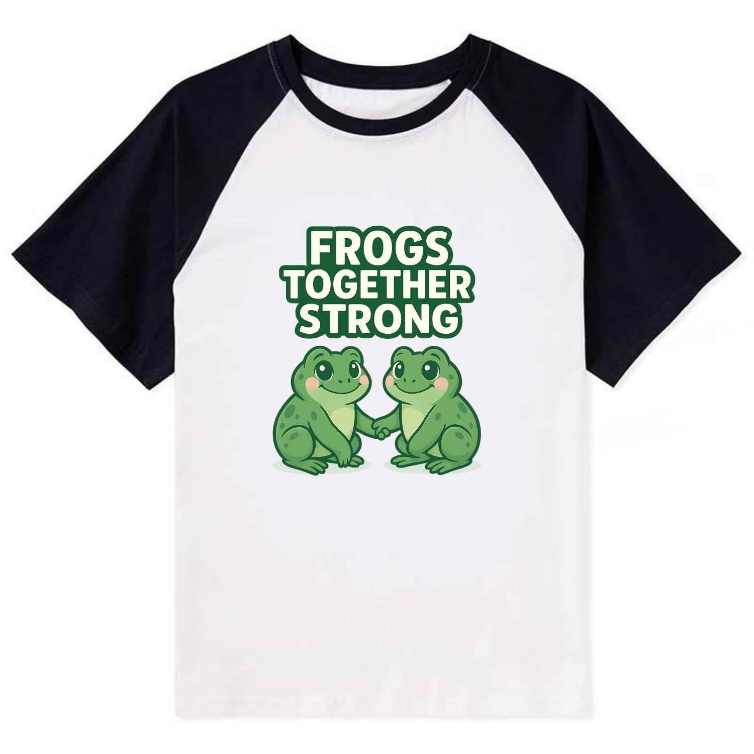 Frogs Together Strong 2 - Contrast Raglan T-shirt - Black