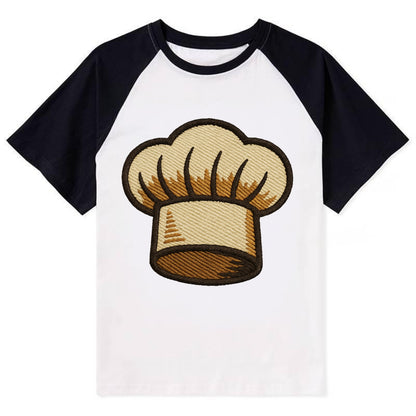 Chef Hat  - Contrast Raglan T-shirt - Black