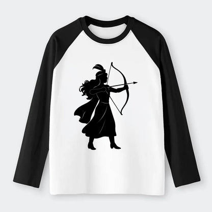 Warrior princess with bow and arrow - Raglan Long Sleeve T-Shirt - Black