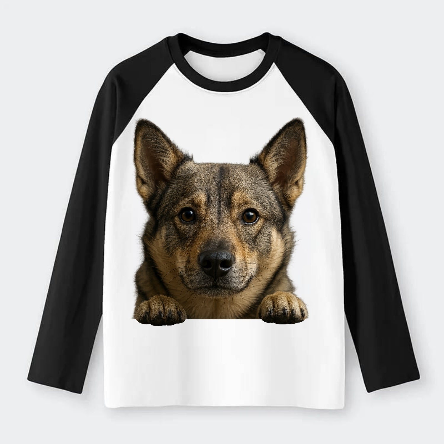 Swedish Vallhund  - Raglan Long Sleeve T-Shirt - Black