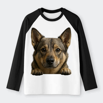 Swedish Vallhund  - Raglan Long Sleeve T-Shirt - Black