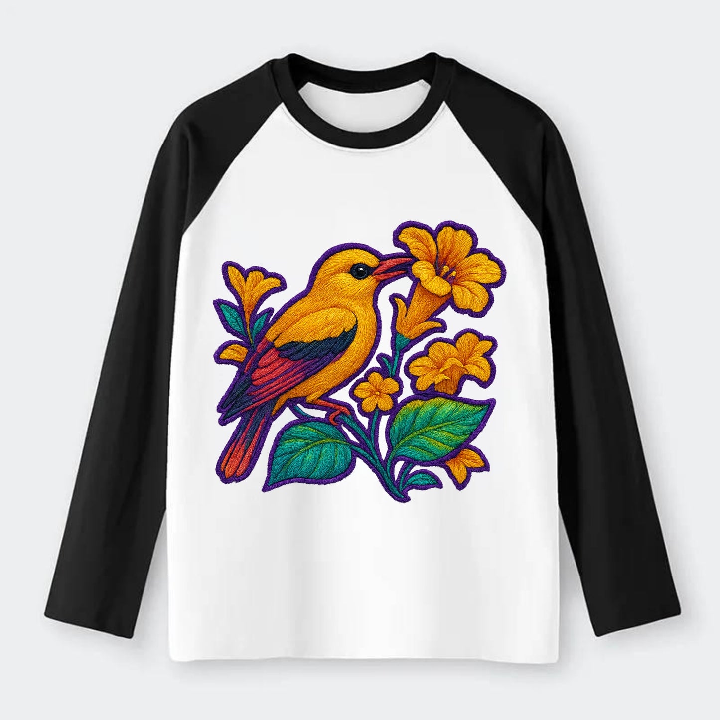 Golden Oriole - Raglan Long Sleeve T-Shirt - Black