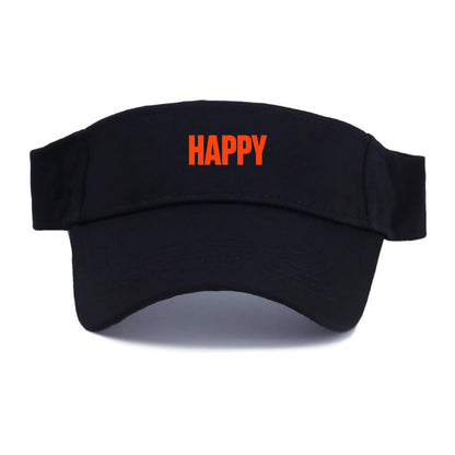 Bold typography design - "HAPPY" - joyful, content, pleased - Visor - Black