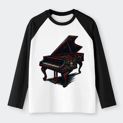 Harpsichord with baroque decorative styling - Raglan Long Sleeve T-Shirt - Black