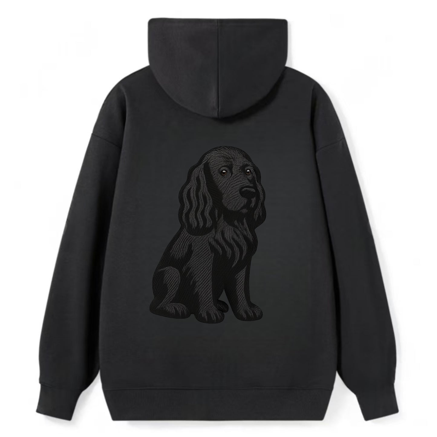 Field Spaniel - Black silky coat embroidered pose - Classic Pullover Hoodie - Black