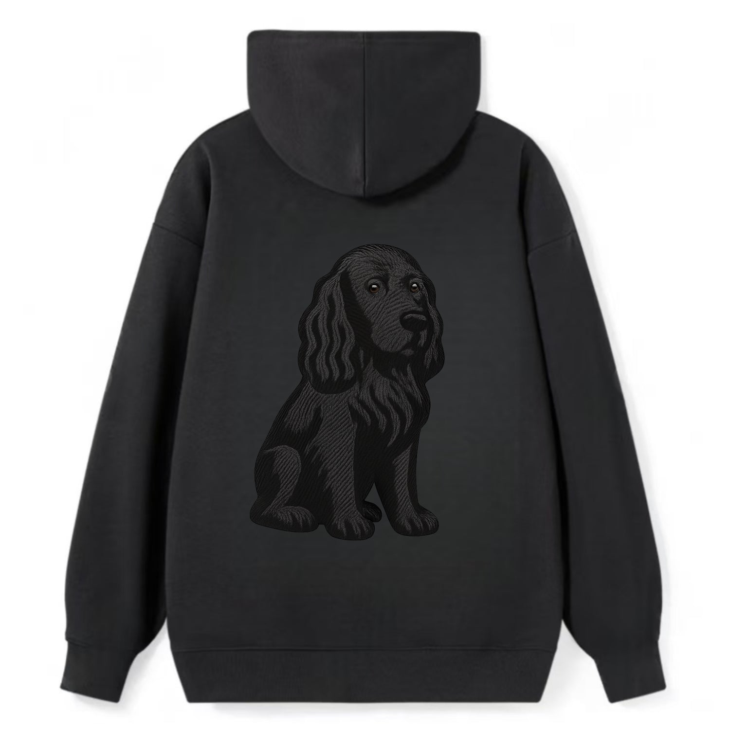 Field Spaniel - Black silky coat embroidered pose - Classic Pullover Hoodie - Black