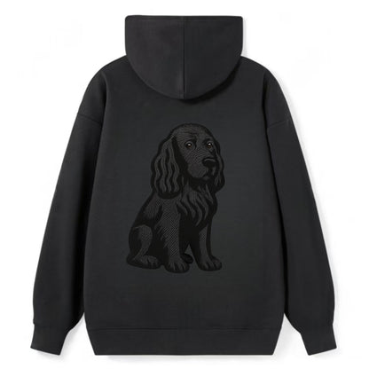 Field Spaniel - Black silky coat embroidered pose - Classic Pullover Hoodie - Black