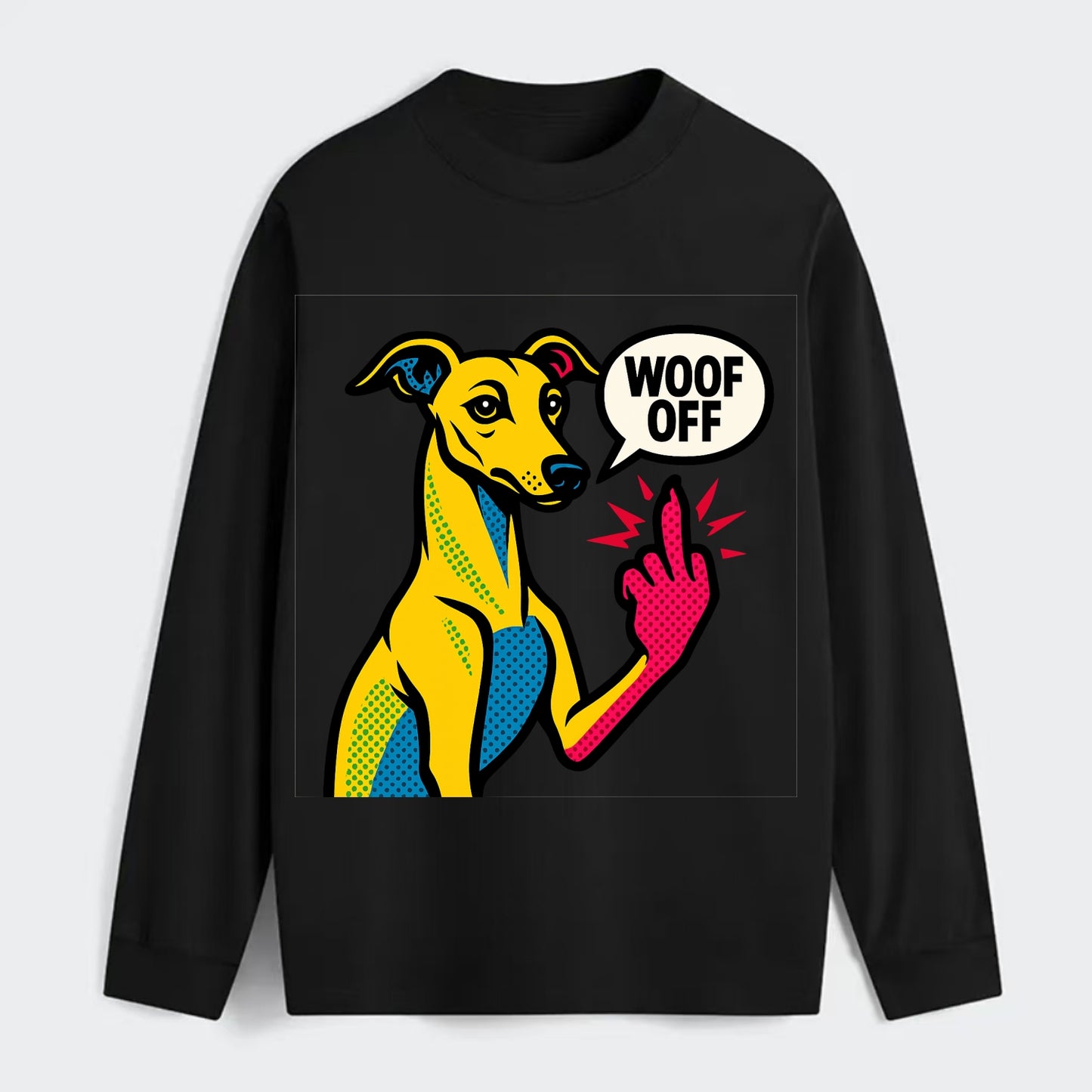 Whippet sleek athletic greyhound-like, elegant long paw giving sass - Classic Long Sleeve Shirt - Black