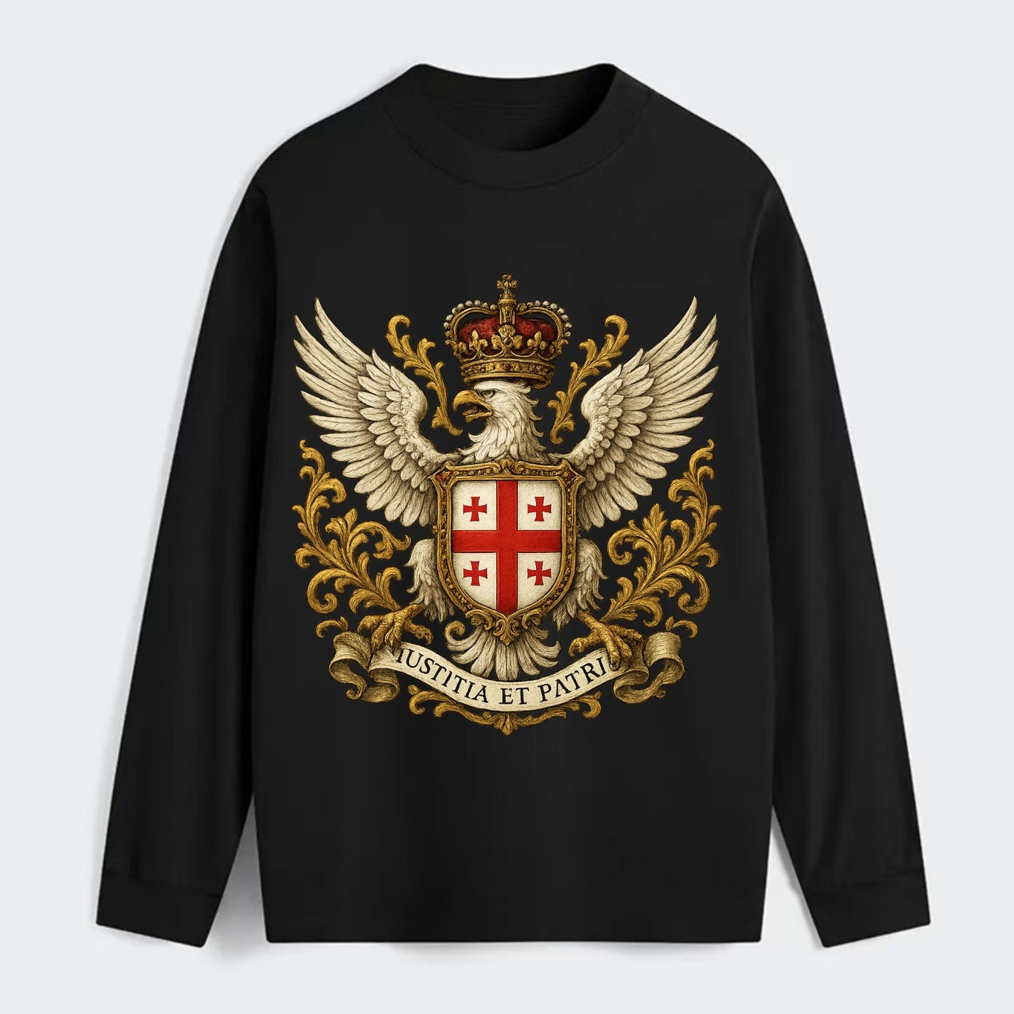 Georgia White Eagle Emblem - Classic Long Sleeve Shirt - Black