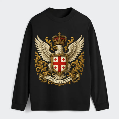 Georgia White Eagle Emblem - Classic Long Sleeve Shirt - Black