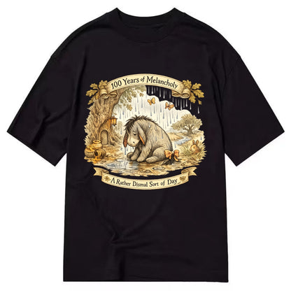 GLOOMY GLEN | Droopy figure in rain | Tattered tail bow | Pessimistic poetry | - Classic T-shirt - Black