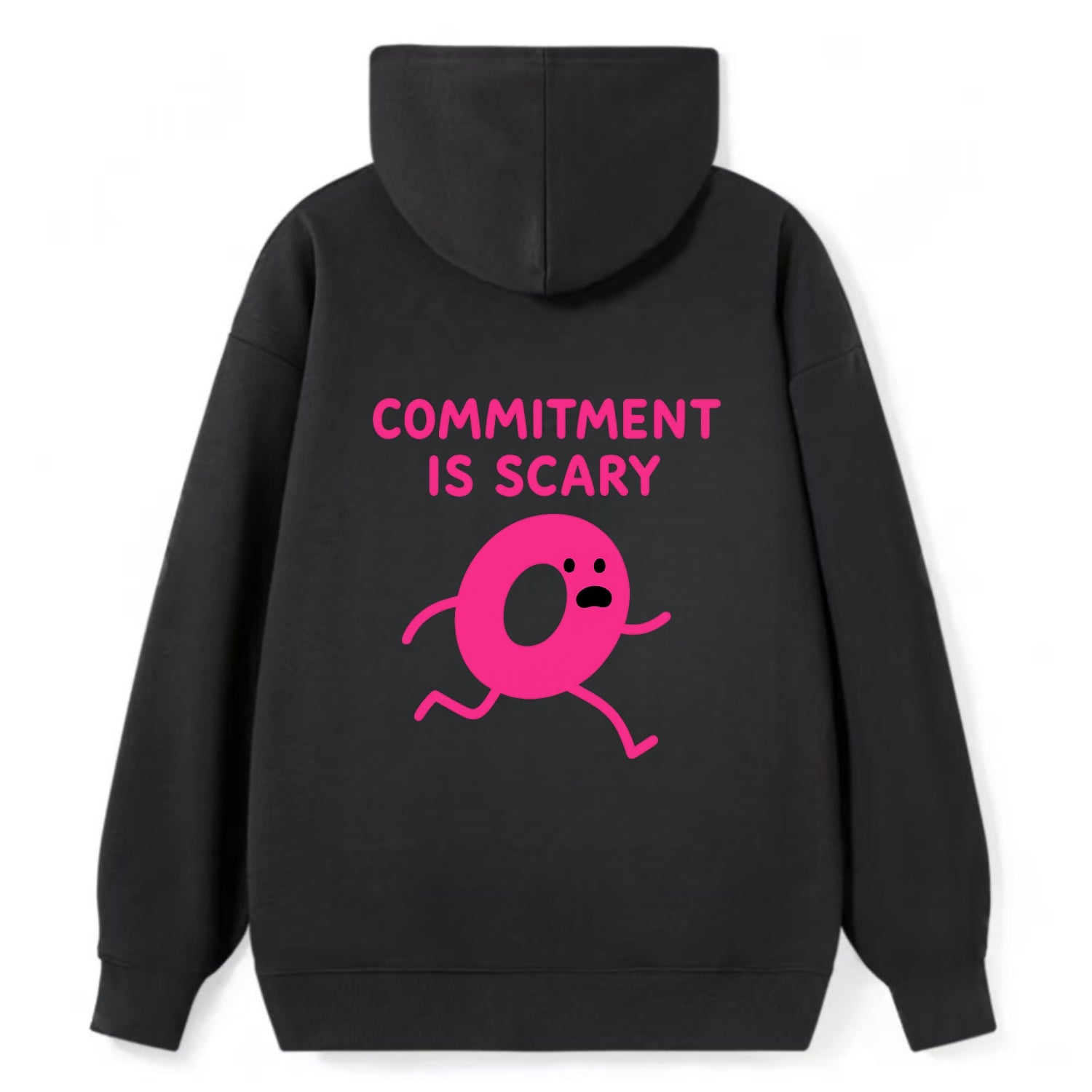 COMMITMENT IS SCARY | Terrified ring running away - Classic Pullover Hoodie - Black