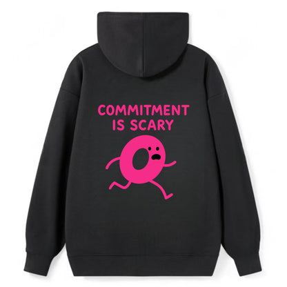 COMMITMENT IS SCARY | Terrified ring running away - Classic Pullover Hoodie - Black