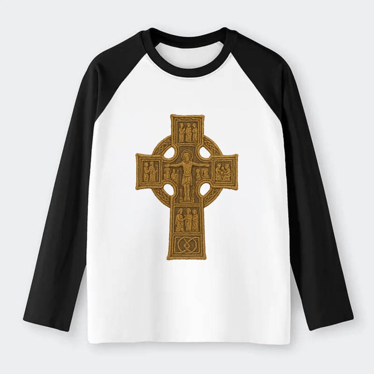 Monasterboice Cross - Raglan Long Sleeve T-Shirt - Black