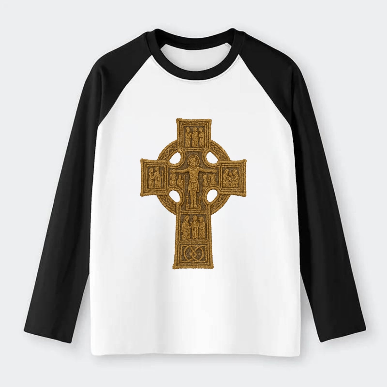 Monasterboice Cross - Raglan Long Sleeve T-Shirt - Black