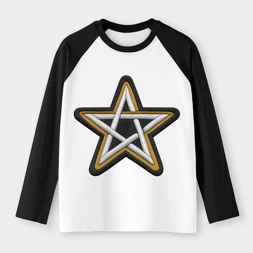 PENTAGRAM STAR - five point star in silver , protection - Raglan Long Sleeve T-Shirt