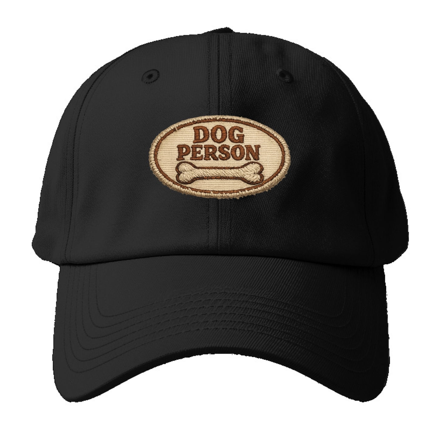 DOG PERSON - simple text with bone in brown , team dog - Baseball Cap - Black