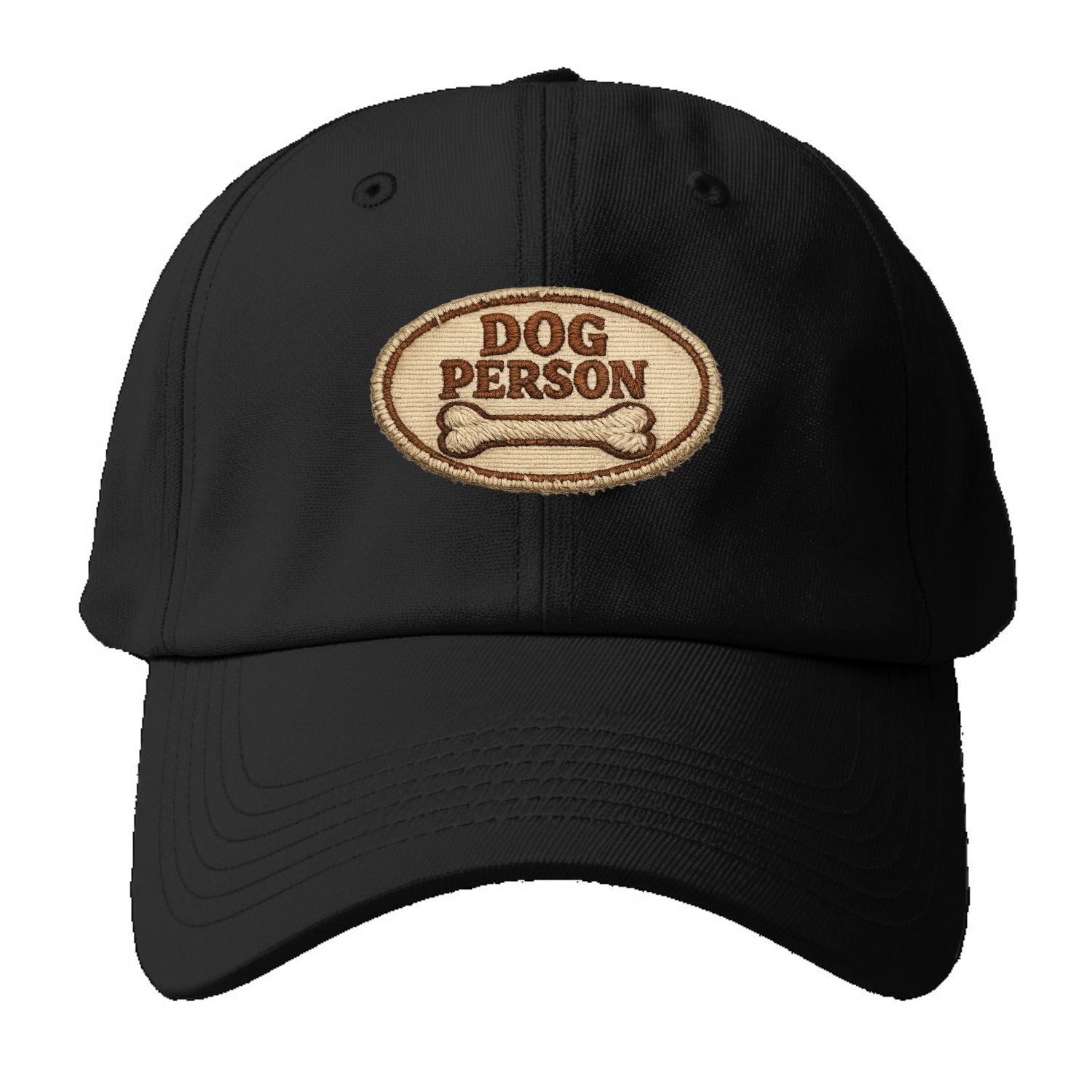 DOG PERSON - simple text with bone in brown , team dog - Baseball Cap - Black