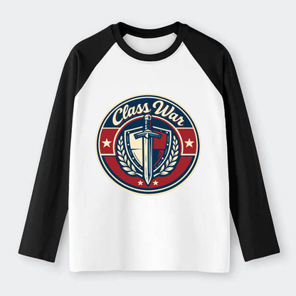 class war - Raglan Long Sleeve T-Shirt - Black