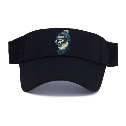Chicago Pigeon wearing Chicago beanie with pom pom and wayfarer sunglasses - Visor - Black