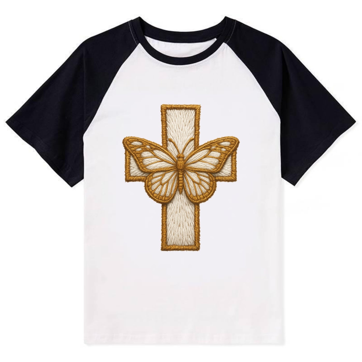 Resurrection Cross  - Contrast Raglan T-shirt - Black