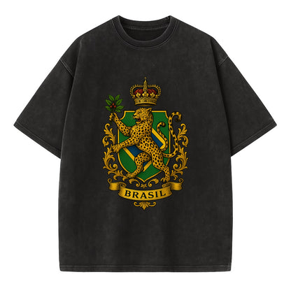 Brazil Jaguar Emblem  - Vintage T-shirt - Black
